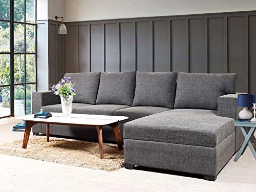 L Shape Sofa Set:- Lounger Fabric Sofa Set (Grey)