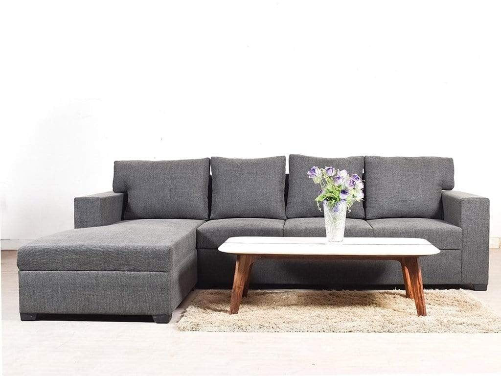 L Shape Sofa Set:- Lounger Fabric Sofa Set (Grey)