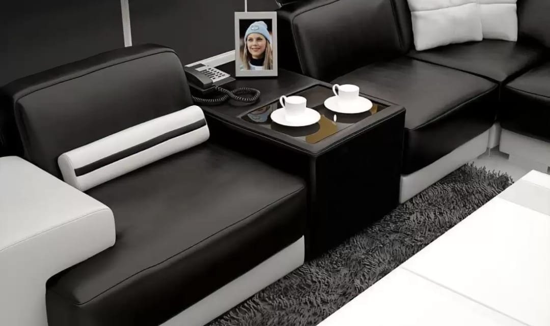 L Shape Sofa Set Luxury Leatherette Sofa Set