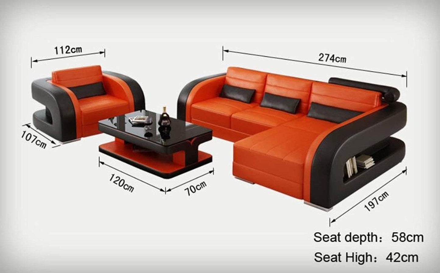 L Shape Sofa Set:- Luxury Modern Leatherette Sofa Set (Yellow and White)