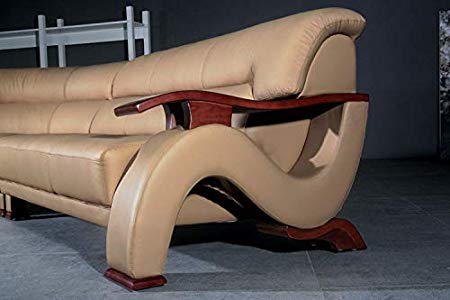 L Shape Sofa Set Luxury Modular Sectional Hardwood Leatherette Sofa Set (Beige & Grey)