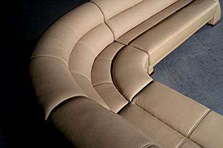 L Shape Sofa Set Luxury Modular Sectional Hardwood Leatherette Sofa Set (Beige & Grey)