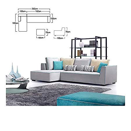 L Shape Sofa Set Magnum Hardwood, Fabric Sofa Set (Grey)