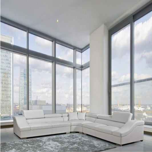 L Shape Sofa Set Melody Modern Bonded Sectional Leatherette Sofa Set (White) L Shape Sofa Set- Melody Modern Bonded Sectional Leatherette Sofa Set (White)