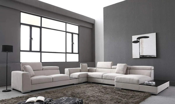 L Shape Sofa Set:- Microfiber Modern Sectional Sofa Set, Standard, (Grey)