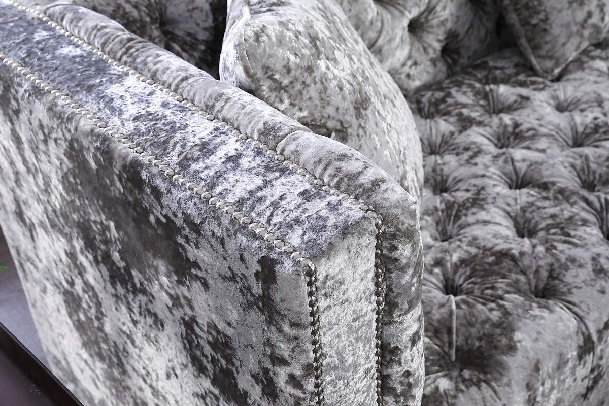 L Shape Sofa Set Modern Crushed Velvet Sectional Fabric Sofa Set (Grey)L Shape Sofa Set Modern Crushed Velvet Sectional Fabric Sofa Set (Grey)