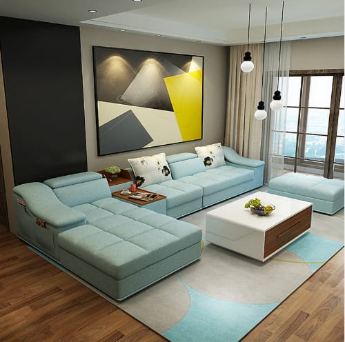 L Shape Sofa Set:- Modern Sectional Leatherette Sofa Set