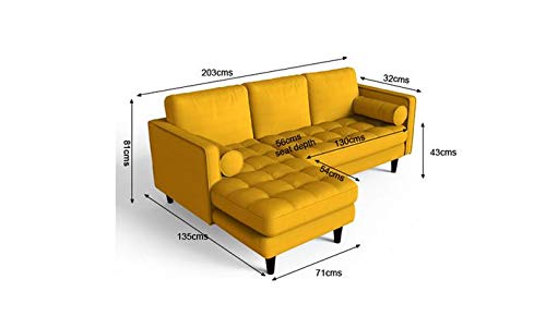 L Shape Sofa Set:- Munix Sectional Fabric Sofa Set (Yellow)