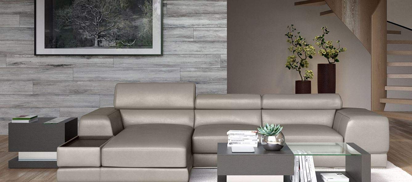 L Shape Sofa Set Niki Sectional Leatherette Sofa Set (Gray)