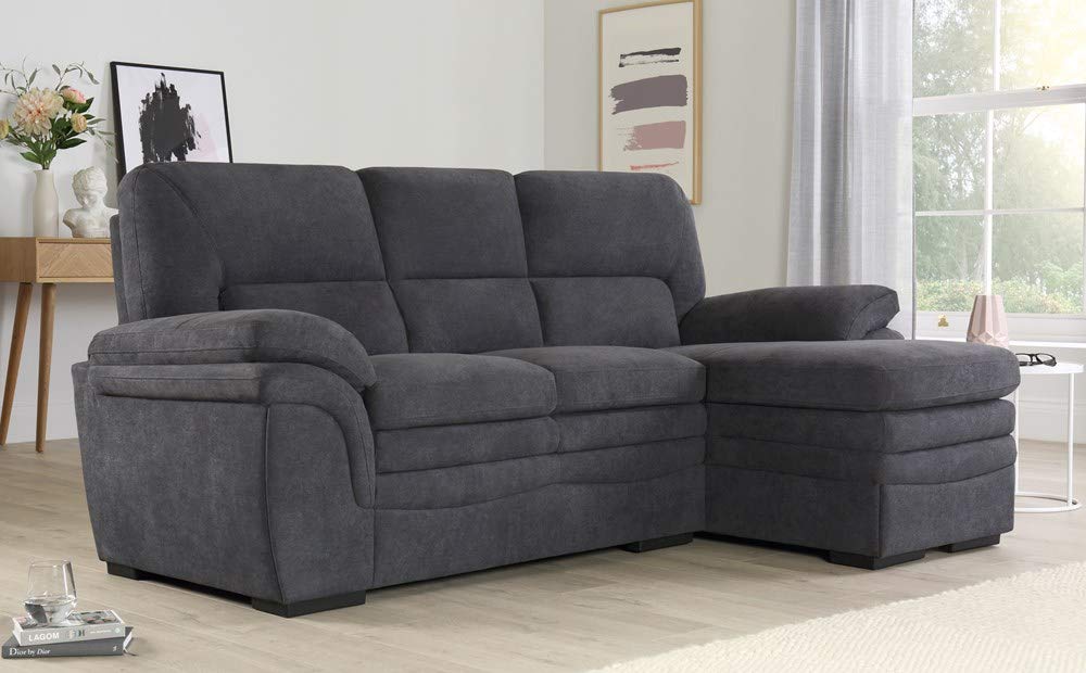 L Shape Sofa Set Plush Corner Fabric Sofa Set (Slate Grey)