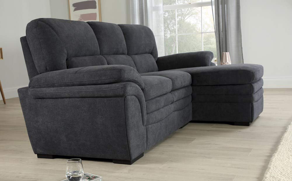 L Shape Sofa Set Plush Corner Fabric Sofa Set (Slate Grey)