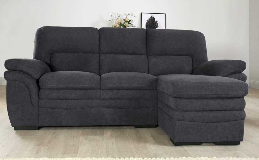 L Shape Sofa Set Plush Corner Fabric Sofa Set (Slate Grey)