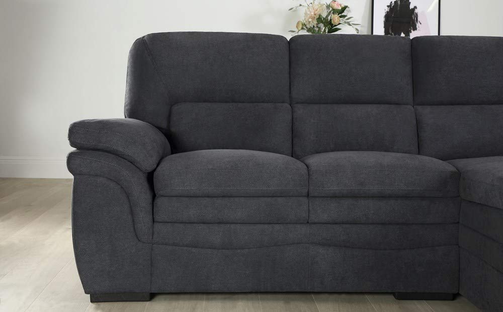 L Shape Sofa Set Plush Corner Fabric Sofa Set (Slate Grey)