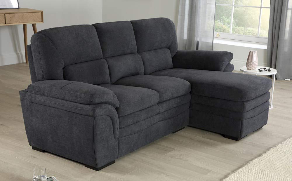 L Shape Sofa Set Plush Corner Fabric Sofa Set (Slate Grey)