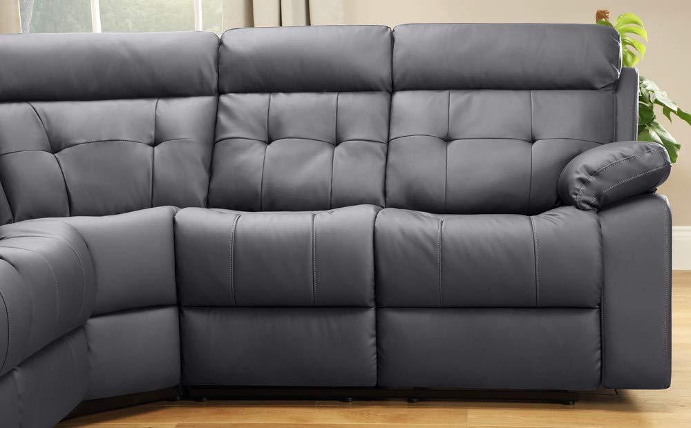 L Shape Sofa Set Recliner Corner Leatherette Sofa Set (Grey)