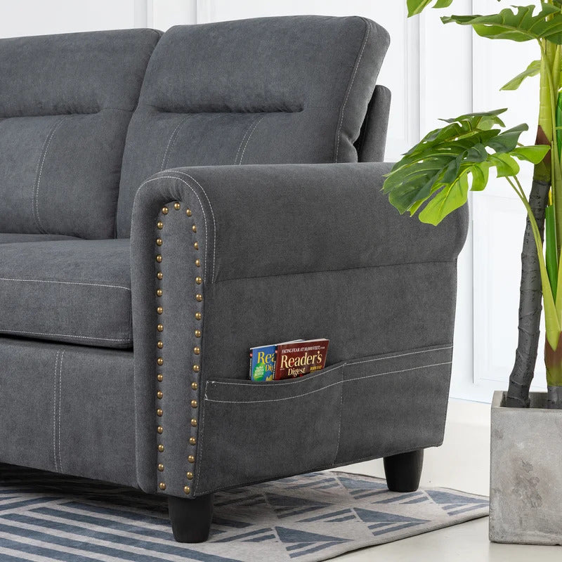 L Shape Sofa Set : Round Arms Modular 4 Seater Sofa Se