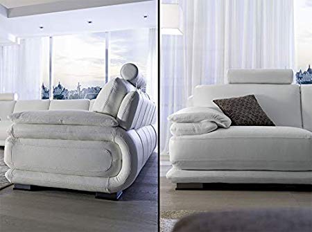 L Shape Sofa Set Sectional Leatherette Sofa Set (White)