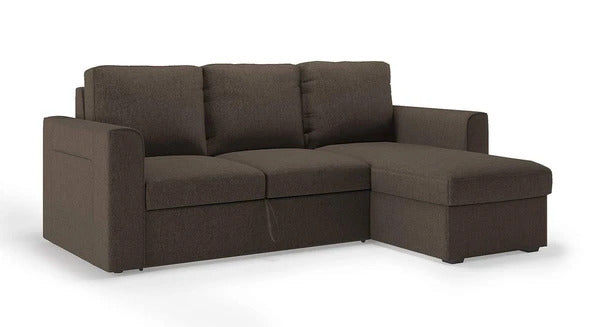 L Shape Sofa Set:- Sectional Sofa with Storage Fabric Sofa Set (Matte Finish, Brown)