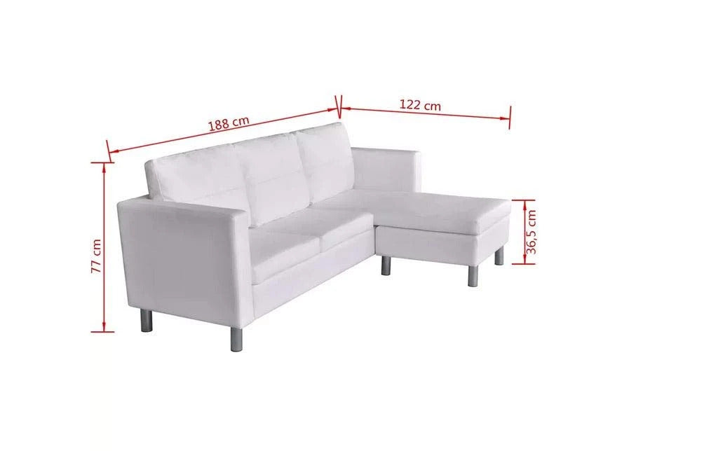L Shape Sofa Set Sectional Synthetic Leatherette Sofa Set (White)