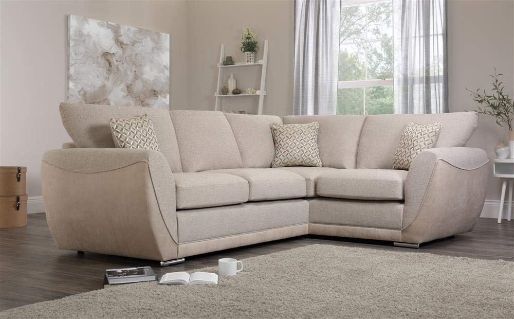 L Shape Sofa Set:- Shreya Oatmeal Corner Leatherette Fabric Sofa Set ( Cream)