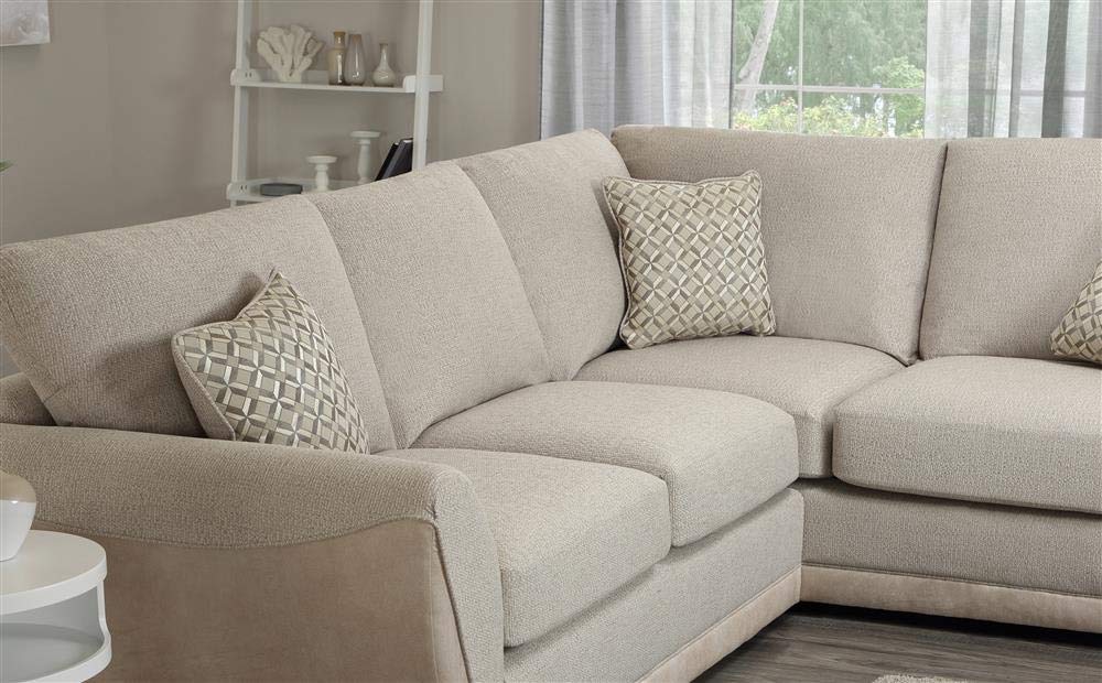 L Shape Sofa Set:- Shreya Oatmeal Corner Leatherette Fabric Sofa Set ( Cream)