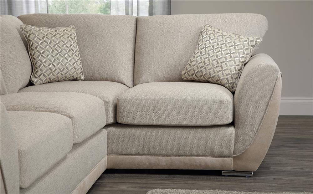 L Shape Sofa Set:- Shreya Oatmeal Corner Leatherette Fabric Sofa Set ( Cream)