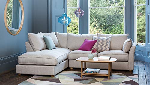 L Shape Sofa Set Silvana Corner Fabric Sofa Set (Off White)
