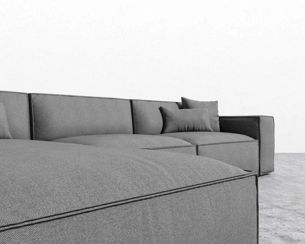 L Shape Sofa Set:- Star Sectional Fabric Sofa Set (Gray)