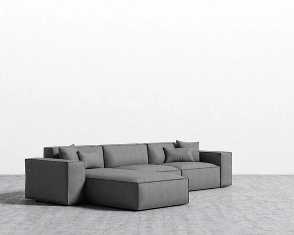 L Shape Sofa Set:- Star Sectional Fabric Sofa Set (Gray)