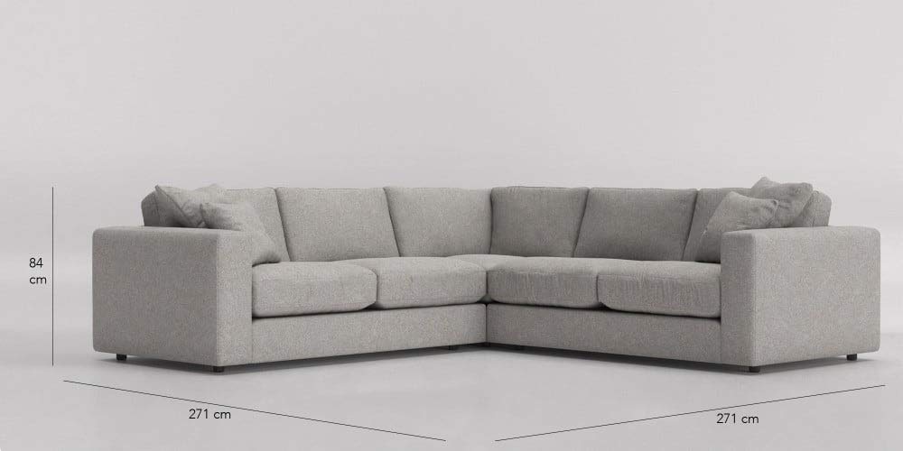 L Shape Sofa Set Ultra Corner Fabric Sofa Set, (Light Grey)