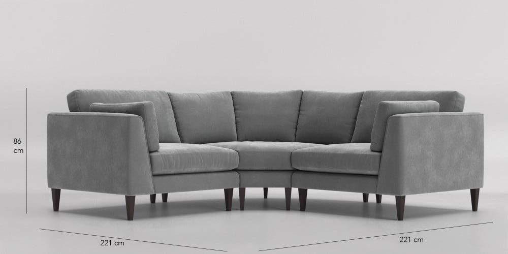 L Shape Sofa Set Ultra Corner Fabric Sofa Set, (Silver Grey)