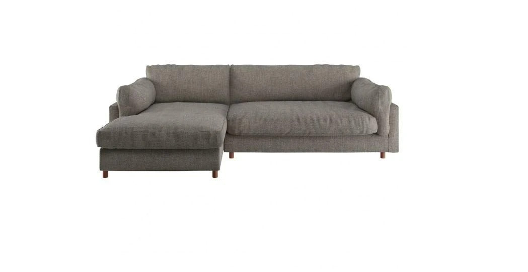 L Shape Sofa Set Ultra Left-Arm Chaise Fabric Sofa Set (Dark Gray)