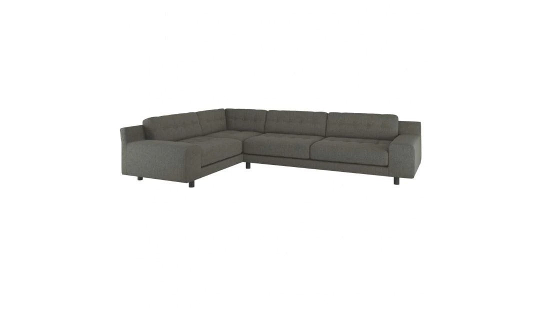 L Shape Sofa Set Ultra Right-Arm Corner Fabric Sofa Set (Charcoal)