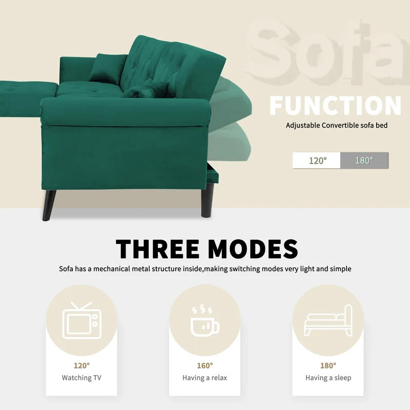 L Shape Sofa Set : Velvet Flared Arm