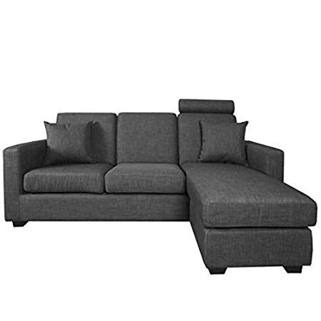 L Shape Sofa Set:- Wood Foam And Fabric Sofa Set With Lounger (Grey)
