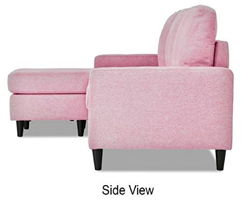 L Shape Sofa Set Wood, Foam And Fabric Sofa Set With Lounger (Pink)