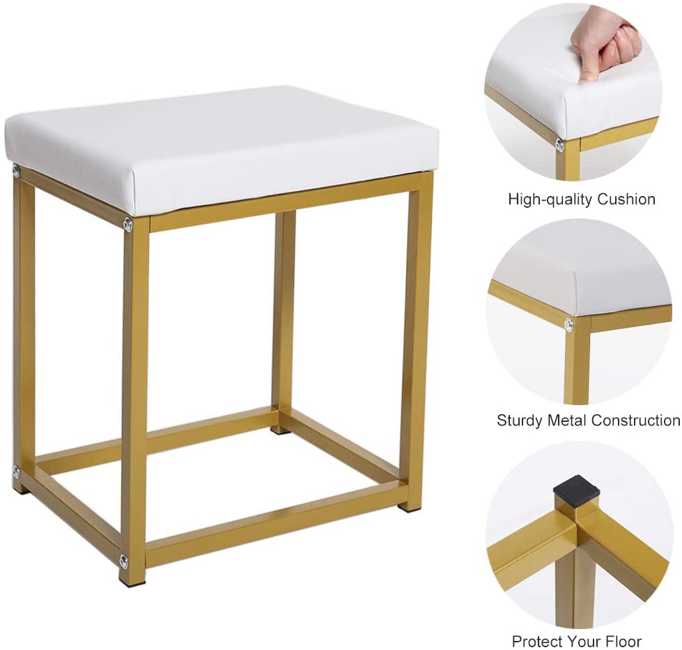 Dressing Table : Vanity Set with 10 LEDs Lighted Mirror & Makeup Table with Padded Cushioned Stool