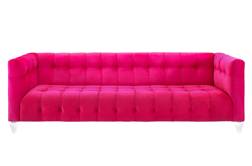 3 Seater Sofa Set: Lifestyle Chesterfield Fabric Sofa Set (Pink)