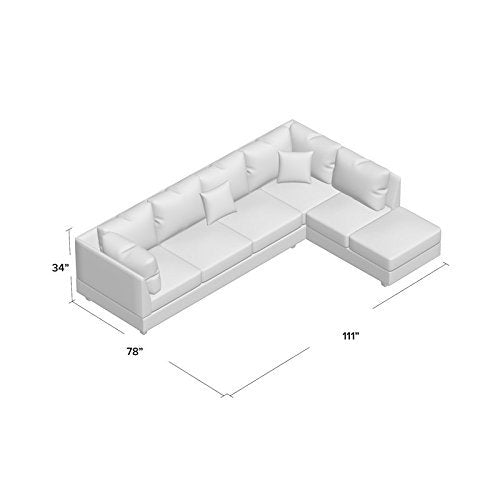 L Shape Sofa Solid Wood Fabric Set (Charcoal Grey Black)
