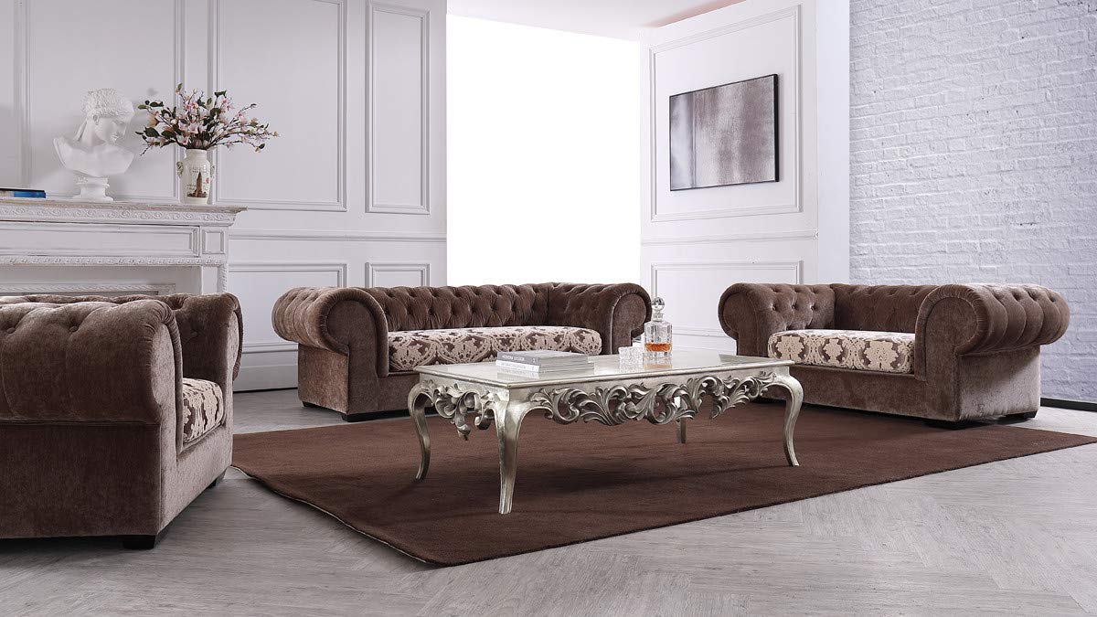 6 Seater Sofa Set:- Alden Transitional (3+2+1) Hardwood Fabric Sofa Set (Standard Size, Brown)