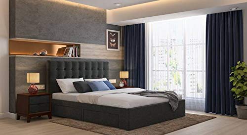 Lillyput Interio Lans King Size Charcoal Grey Upholstered Storage Bed