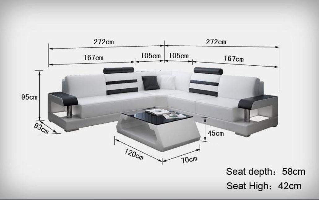 L Shape Sofa Set:- Luxury Hardwood Modern Leatherette Sofa Set (White and Black)