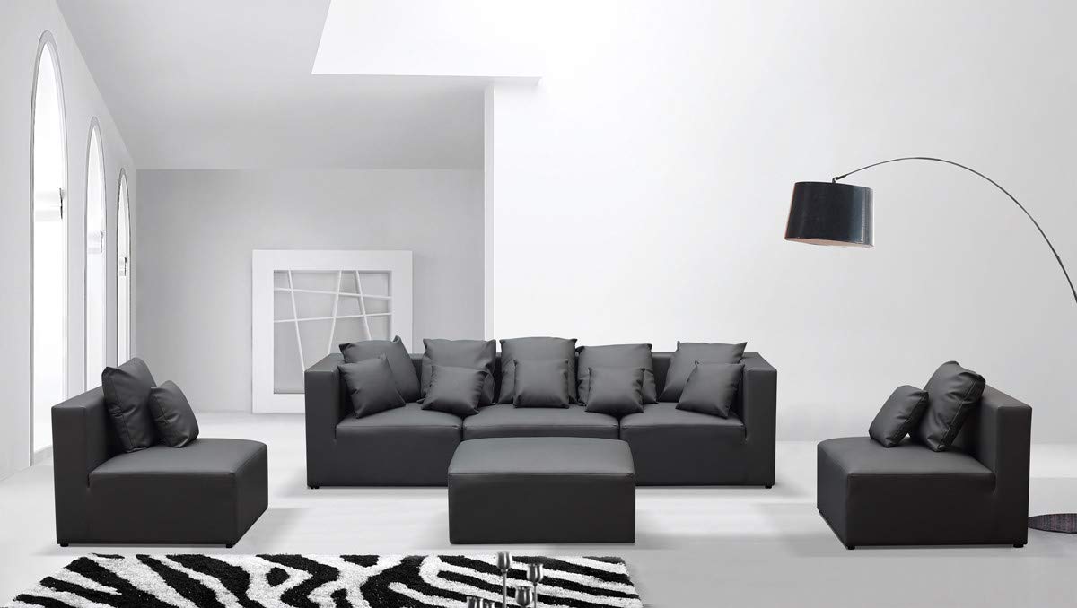 Lillyput Interio Modern Grey Bonded Leatherette Sectional Sofa