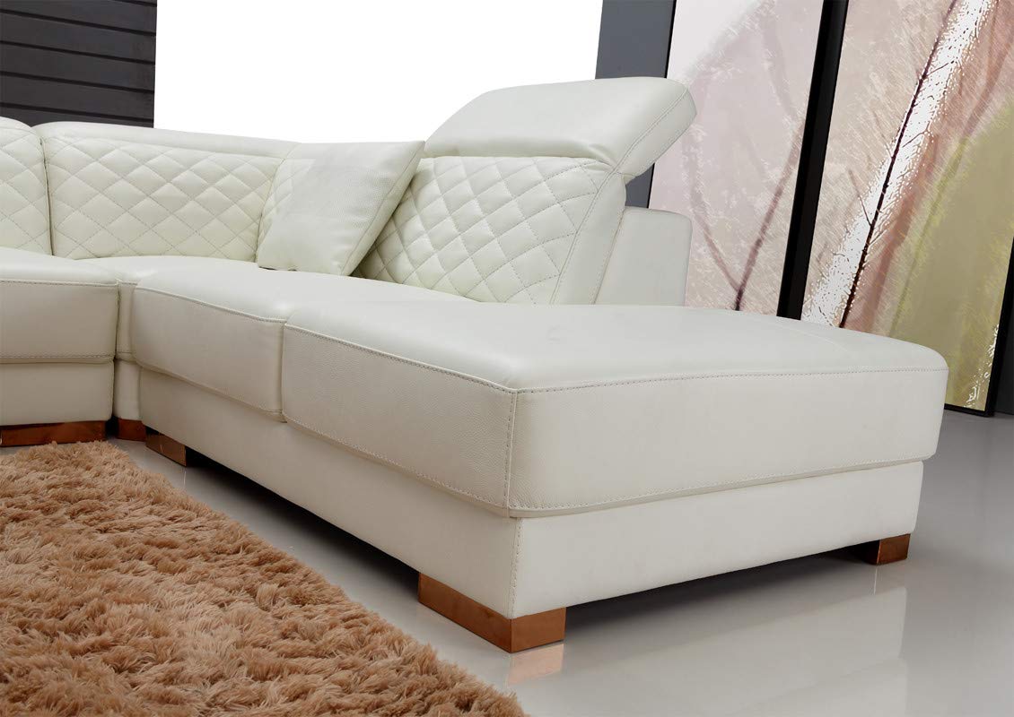L Shape Sofa Set:- Prefixs Modern Sectional Leatherette Sofa Set Standard Size, (White)