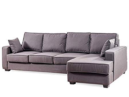 Lillyput Interio Wood, Foam and Fabric 2-Seater with Lounger L-Shape Sofa, 152 x 215 x 81 cm, Charcoal Grey