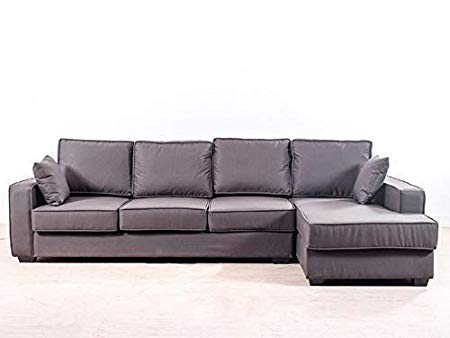Lillyput Interio Wood, Foam and Fabric 2-Seater with Lounger L-Shape Sofa, 152 x 215 x 81 cm, Charcoal Grey