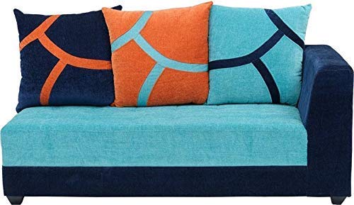 L Shape Sofa Set:- Wood Fabric Sofa Set, Standard Size, (Blue)