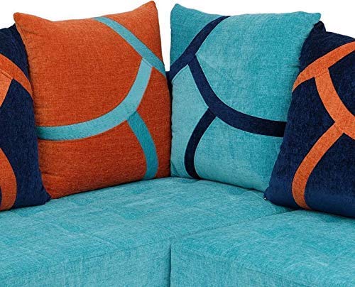 L Shape Sofa Set:- Wood Fabric Sofa Set, Standard Size, (Blue)