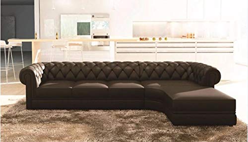 L Shaped Sofa Set:- Luxury Chesterfield Leatherette Sofa Set (White)