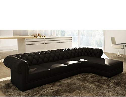 L Shaped Sofa Set:- Luxury Chesterfield Leatherette Sofa Set (White)